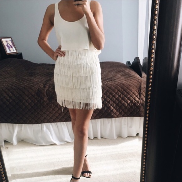 American Eagle White Fringe Dress 